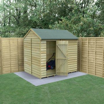 8’ x 6’ Forest 4Life Overlap Pressure Treated Windowless Reverse Apex Wooden Shed (2.42m x 1.99m)