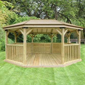 17'x12' (5.1x3.6m) M&M Premium Oval Gazebo with Traditional Timber Roof