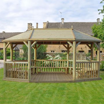 20'x15' (6x4.7m) M&M Premium Oval Gazebo with Traditional Timber Roof