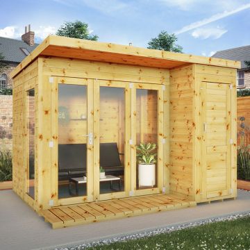 10' x 8' Mercia Premium Summer House with Side Shed (3.1m x 2.5m)