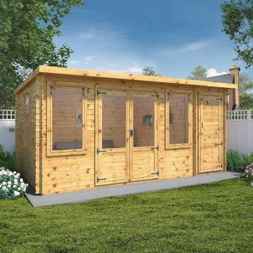Windsor Visby 5.1m x 2.4m Pent Log Cabin with Side Shed (19mm)
