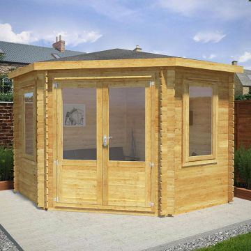Mercia 3m x 3m Corner Log Cabin (44mm) - Double Glazed