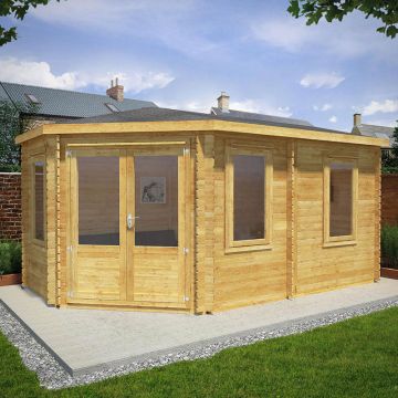 Mercia Grande 5m x 3m Corner Log Cabin (44mm) – Double Glazed