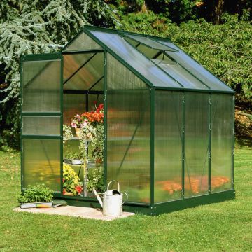 6x6 Green Frame Polycarbonate Greenhouse
