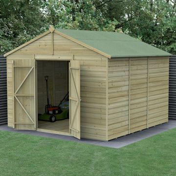 10' x 10' Forest Beckwood 25yr Guarantee Shiplap Pressure Treated Windowless Double Door Apex Wooden Shed (3.21m x 3.01m)