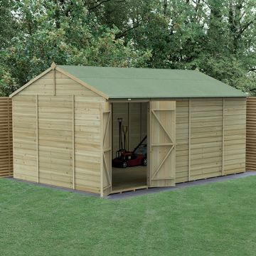 15' x 10' Forest Beckwood 25yr Guarantee Shiplap Pressure Treated Windowless Double Door Reverse Apex Wooden Shed (4.48m x 3.21m)