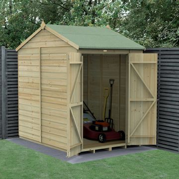 7' x 5' Forest Beckwood 25yr Guarantee Shiplap Pressure Treated Windowless Double Door Reverse Apex Wooden Shed (2.28m x 1.53m)