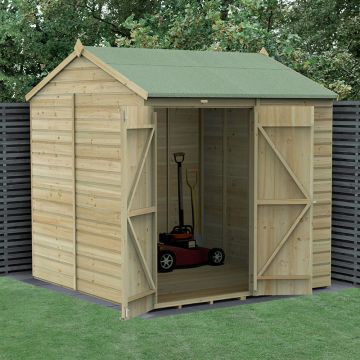 7' x 7' Forest Beckwood 25yr Guarantee Shiplap Pressure Treated Windowless Double Door Reverse Apex Wooden Shed (2.28m x 2.12m)