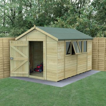 12' x 8' Forest Timberdale 25yr Guarantee Tongue & Groove Pressure Treated Apex Shed – 4 Windows (3.65m x 2.52m)