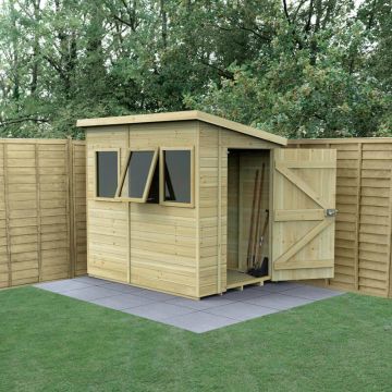 7' x 5' Forest Timberdale 25yr Guarantee Tongue & Groove Pressure Treated Pent Shed – 3 Windows (2.24m x 1.70m)