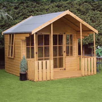 10' x 10' Traditional Woodstock Wooden Summer House With Veranda
