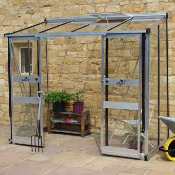 8' x 4' Halls Cotswold Broadway 84 Silver Lean-To Greenhouse (2.56m x 1.32m)
