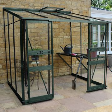 8' x 6' Halls Cotswold Broadway 86 Green Lean-To Greenhouse (2.56m x 1.93m)
