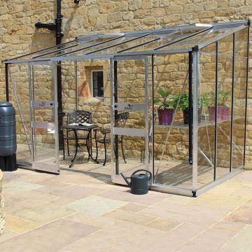 12' x 6' Halls Cotswold Broadway 126 Silver Lean-To Greenhouse (3.76m x 1.93m)
