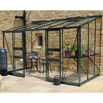 12' x 6' Halls Cotswold Broadway 126 Green Lean-To Greenhouse (3.76m x 1.93m)
