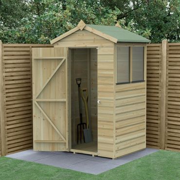 4' x 3' Forest Beckwood 25yr Guarantee Shiplap Pressure Treated Apex Wooden Shed (1.34m x 1m)