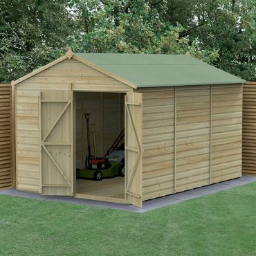 12x8 Forest Beckwood 25 Year Guarantee Shiplap Pressure Treated Windowless Apex Shed with Double Doors