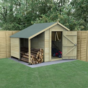 8' x 6' Forest Timberdale Tongue & Groove Apex Shed with Logstore