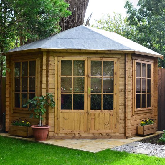 Shire Ardcastle 3m x 3m Corner Log Cabin Summerhouse (28mm)
