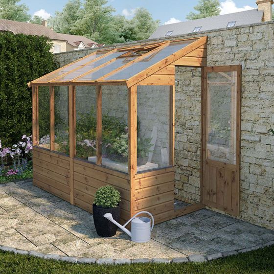 8' x 4' Mercia Traditional Wooden Lean To Greenhouse (2.4m x 1.3m)