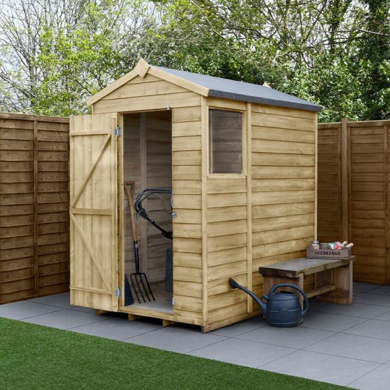 6' x 4' Forest 4Life 25yr Guarantee Overlap Pressure Treated Apex Wooden Shed (1.88m x 1.34m)