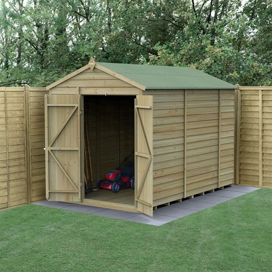 10' x 6' Forest 4Life 25yr Guarantee Overlap Pressure Treated Windowless Double Door Apex Wooden Shed (3.01m x 1.99m)