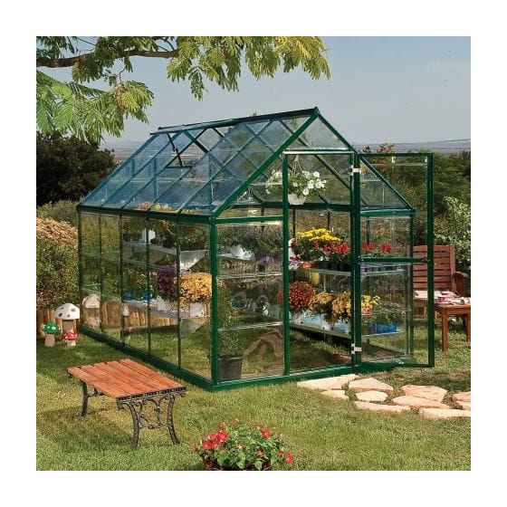 6'x10' (1.8 x 3m) Palram Harmony Green Greenhouse - Clear Polycarbonate and Aluminum