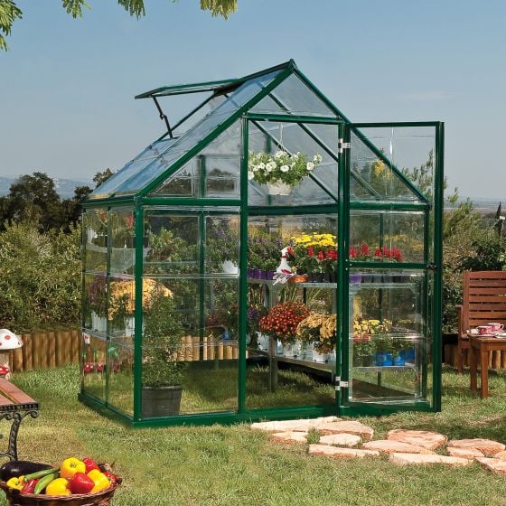 6'x4' (1.8 x 1.2m) Palram Harmony Green Greenhouse - Clear Polycarbonate and Aluminum

