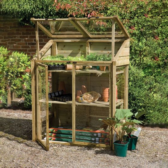 4'x2' Forest Wooden Small Mini Lean To Greenhouse