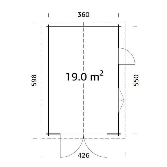 (44mm) | x Double 3.6m Palmako - Log Roger Shedstore 5.5m Cabin Single Garage Doors