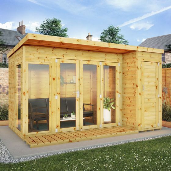 12' x 8' Mercia Premium Summer House with Side Shed (3.69m x 2.41m)