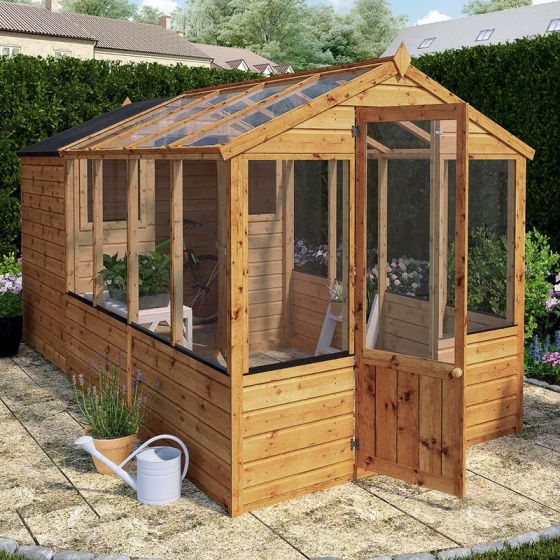 12'x6' (3.6x1.8m) Mercia Traditional Shiplap Wooden Apex Greenhouse Combi Shed