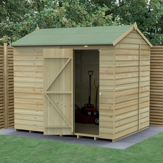 8' x 6' Forest Beckwood 25yr Guarantee Shiplap Pressure Treated Windowless Reverse Apex Wooden Shed (2.42m x 1.99m)