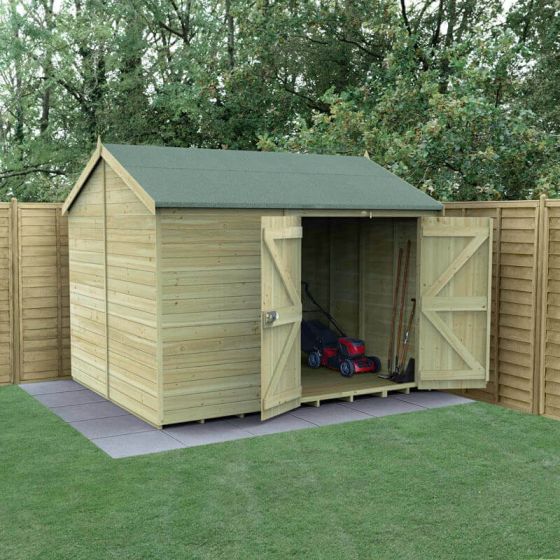 10' x 8' Forest Timberdale Tongue & Groove Windowless Double Door Reverse Apex Shed