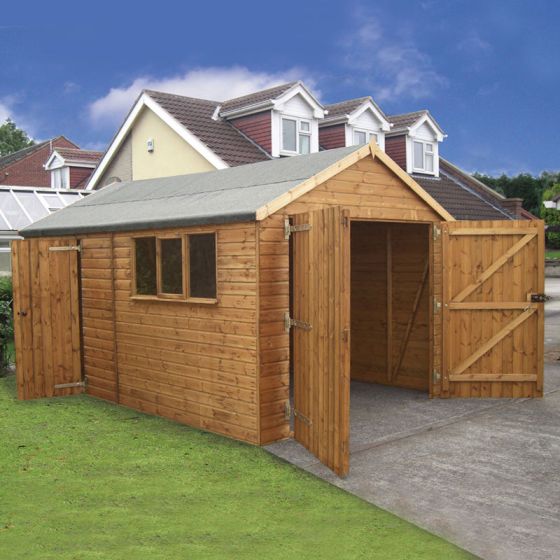16' x 12' Traditional Deluxe Wooden Garage / Workshop Shed (4.88m x 3.66m)

