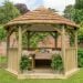 12'x10' (3.6x3.1m) Luxury Wooden Furnished Garden Gazebo with Country Thatch Roof - Seats up to 10 people