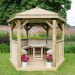 10'x9' (3x2.7m) Luxury Wooden Furnished Garden Gazebo with Traditional Timber Roof - Seats up to 10 people