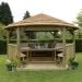 15'x13' (4.7x4m) Luxury Wooden Furnished Garden Gazebo with Thatched Roof - Seats up to 19 people