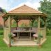 13'x12' (4x3.5m) Luxury Wooden Furnished Garden Gazebo with New England Cedar Roof - Seats up to 15 people