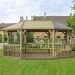 20'x15' (6x4.7m) Premium Wooden Furnished Garden Gazebo with Timber Roof - Seats up to 27 people