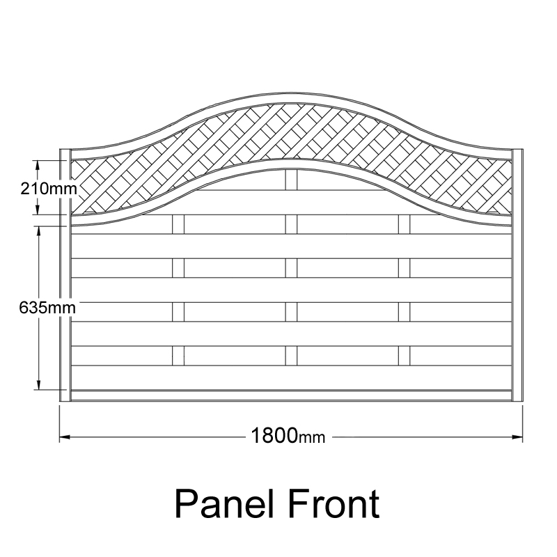 Forest 6' x 4' Europa Prague Pressure Treated Decorative Fence Panel (1.8m x 1.2m) Technical Drawing