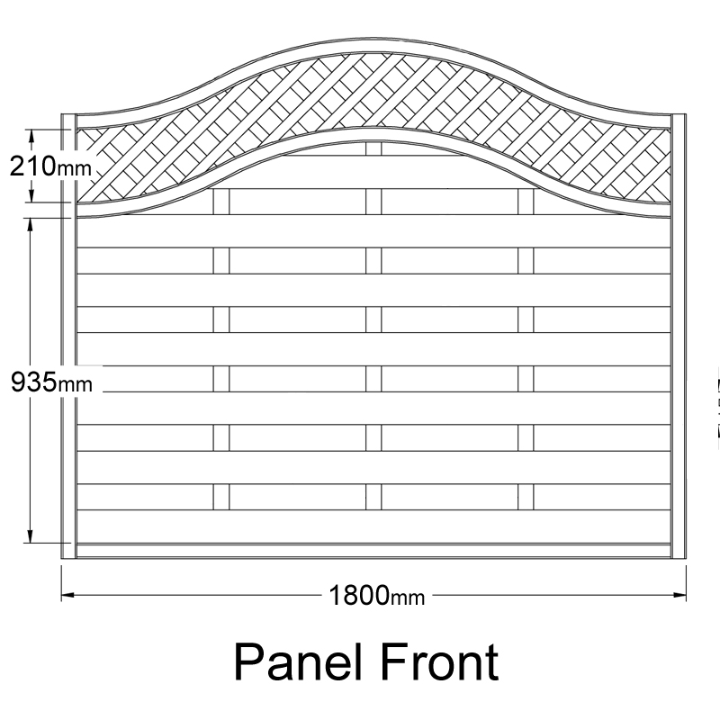 Forest 6' x 5' Europa Prague Pressure Treated Decorative Fence Panel (1.8m x 1.5m) Technical Drawing