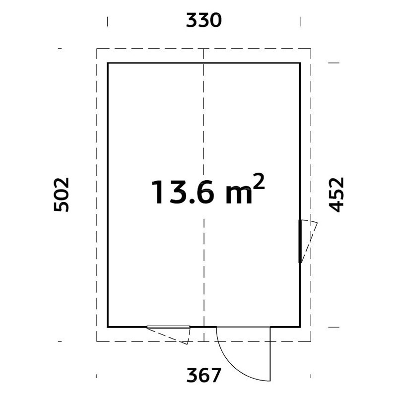 Palmako Ly 3.3m x 4.5m Garden Room Garden House (19mm) Technical Drawing