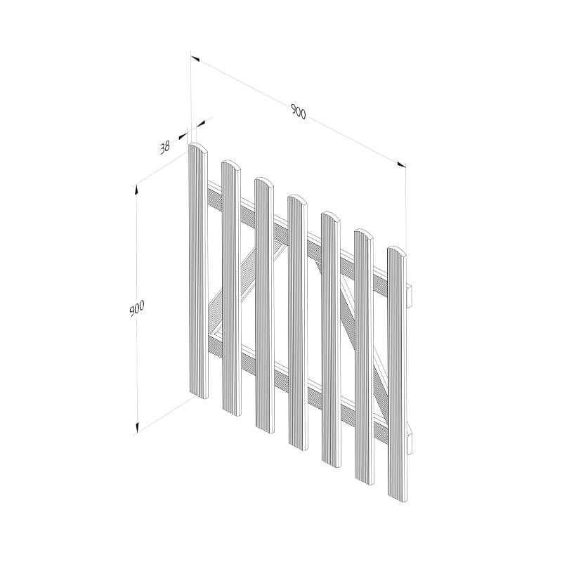 3ft High Forest Contemporary Pale Gate Technical Drawing
