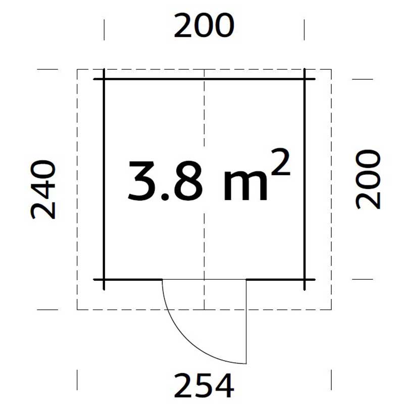 Palmako Vivian 2.1m x 2.1m Log Cabin Summer House (28mm) Technical Drawing