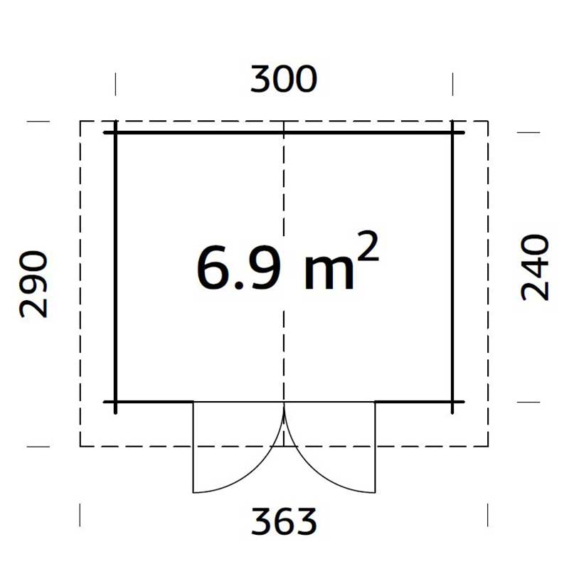 Palmako Vivian 3.3m x 2.7m Log Cabin Summer House (28mm) Technical Drawing
