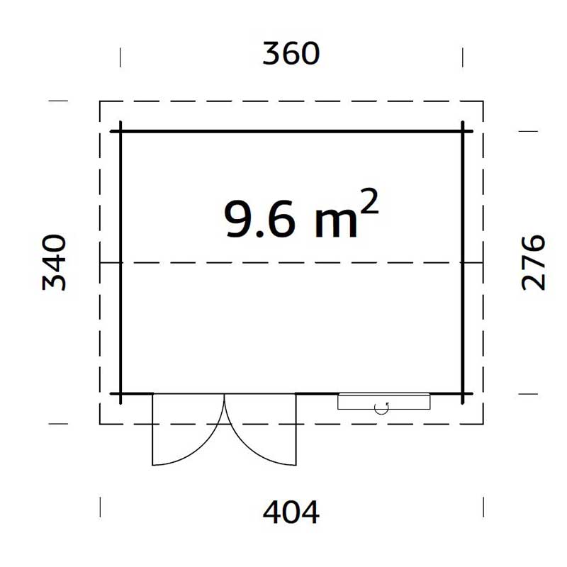 Palmako Iris 3.9m x 3m Log Cabin Summer House (28mm) Technical Drawing