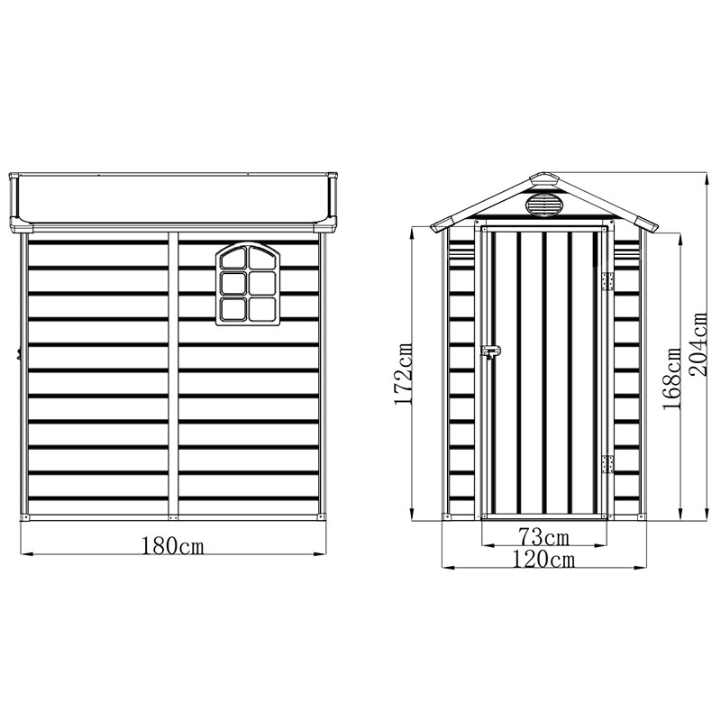 4' x 6' Jasmine Plastic Shed with Foundation Kit (1.34m x 1.92m) Technical Drawing