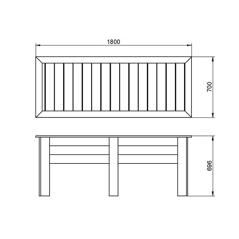 Forest Large Kitchen Garden Planter 6' x 2' (1.8m x 0.7m) Technical Drawing