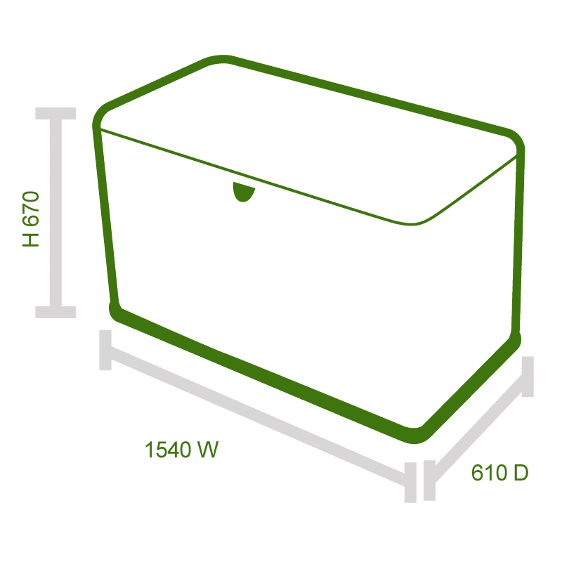 5' x 2'2 (1.52 x 0.61m) Lifetime 500 Litre Heavy Duty Storage Box Technical Drawing